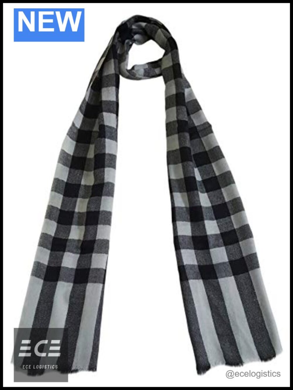 Pure Pashmina Cashmere Wool Check Muffler Scarf Wrap Handloom